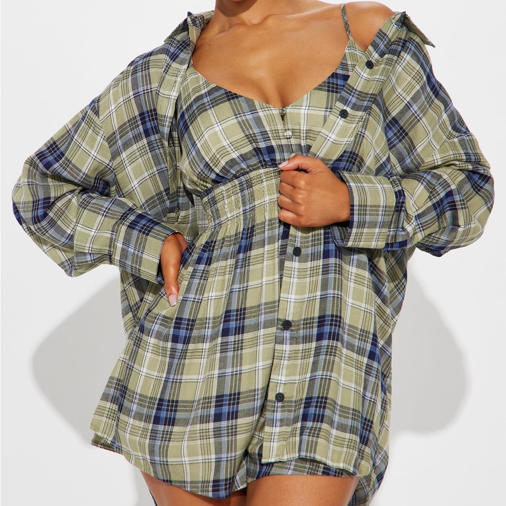 Flannel Romper Set - Picture 2 of 6